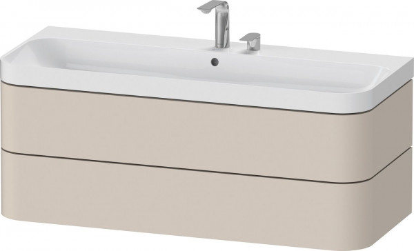 Bagno Completo Duravit Happy D.2 Plus Lavabo a 2 fori, mobile a 2 cassetti 1175mm Tappetino Taupe Super HP4349E83830000