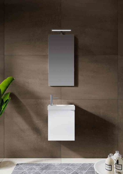 Vasca Ovale Riho Porto Lavamani, specchio a LED e mobiletto lavabo a 1 porta 400mm Bianco Lucido