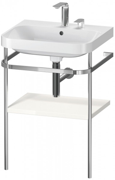 Bagno Completo Duravit Happy D.2 Plus Lavabo a 2 fori, console in metallo a 1 ripiano 575mm Bianco lucido HP4835E2222