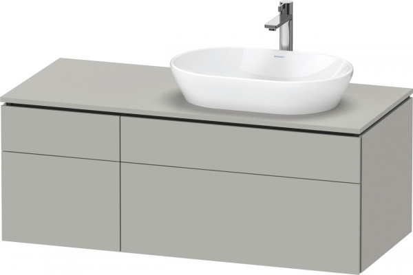 Mobile Per Lavabo Da Appoggio Duravit L-Cube 4 cassetti asimmetrici, lavabo diritto 1220mm Grigio cemento opaco LC4874007070000