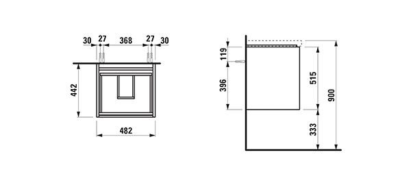 Mobile Per Lavabo Da Appoggio Laufen LANI per Lua 442x482x515 mm Bianco Opaco