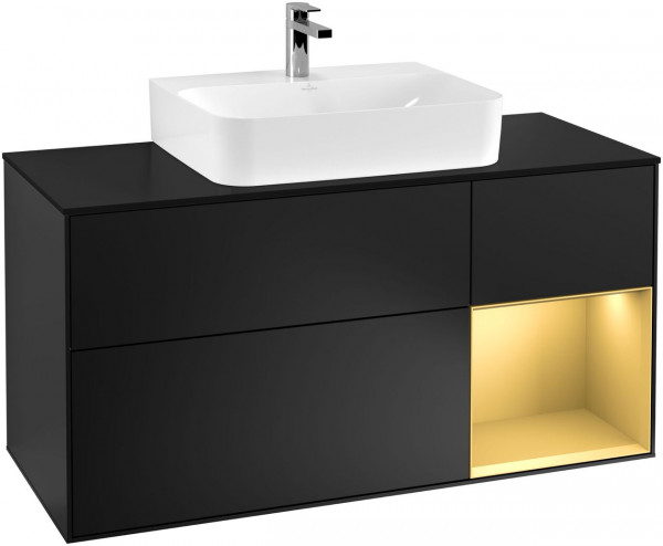 Villeroy e Boch Finion Mobile sotto lavabo 1200 x 603 x 501 mm (G172G) Black Matt Lacquer | Gold Matt Lacquer