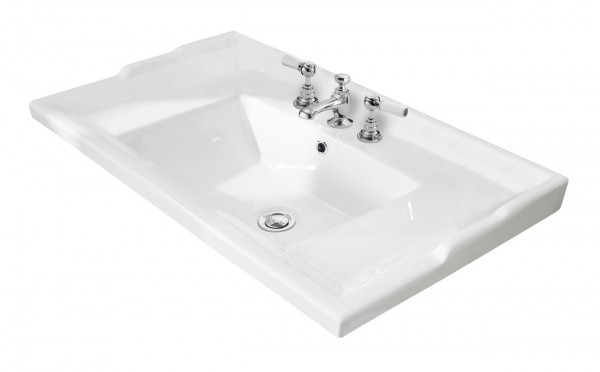 Lavabo Mobile Bayswater Traditional 3 fori, 820mm Bianco