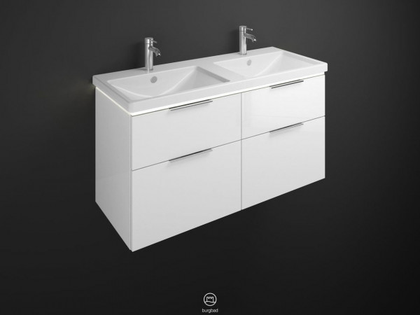 Bagno Completo Burgbad Eqio Lavabo doppio, mobile illuminato a 4 cassetti 1230x665mm Personalizzabile SEZD123-PN258