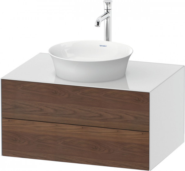 Mobile Per Lavabo Da Appoggio Duravit White Tulip 2 cassetti 800x408mm American walnut massive/White high gloss WT498507785