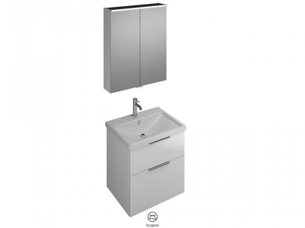 Bagno Completo Burgbad Eqio Lavabo a 1 foro, mobile a 2 cassetti, mobile da bagno a 2 ante 650mm Personalizzabile SFAN065-PN258