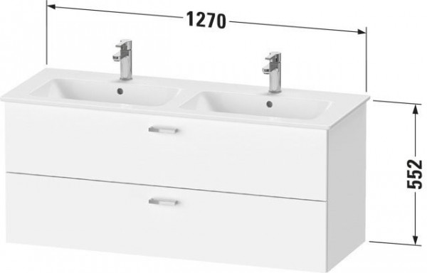 Mobile Con Doppio Lavabo Duravit XBase 2 cassetto sospeso552mm Bianco Opaco