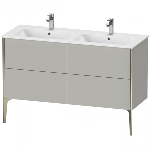 Mobile Con Doppio Lavabo Duravit XViu 4 cassetti, per lavabo ME 1280mm Grigio cemento opaco/Champagne XV44850B107