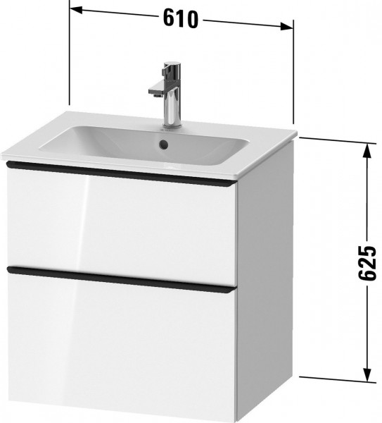 Mobile Per Lavabo Da Incasso Duravit D-Neo 2 cassetti, maniglie in bronzo per Lav. ME 610mm Grigio cemento opaco DE4361004070000