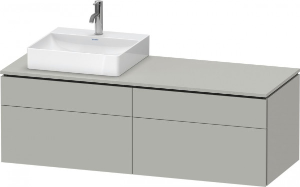 Mobile Per Lavabo Da Appoggio Duravit L-Cube 4 cassetti, lavabo a sinistra 1420mm Grigio cemento opaco LC4870L07070000