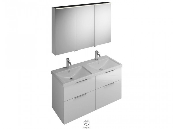 Bagno Completo Burgbad Eqio Lavabo doppio, mobile a 2 cassetti, mobile bagno a 3 ante 1230mm Personalizzabile SFAQ123-PN258