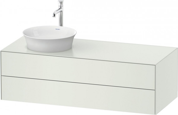 Mobile Per Lavabo Da Appoggio Duravit White Tulip 2 cassetti, lavabo a sinistra 1300x408mm Bianco seta opaco WT4987L3636