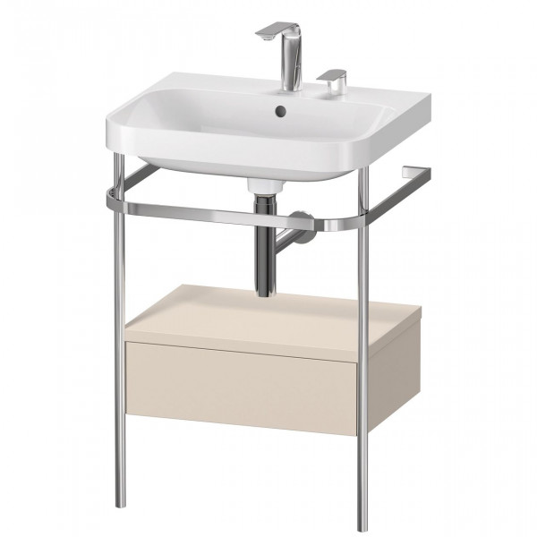 Bagno Completo Duravit Happy D.2 Plus Lavabo a 2 fori, console in metallo, 1 cassetto 575mm Tappetino Taupe Super HP4840E8383