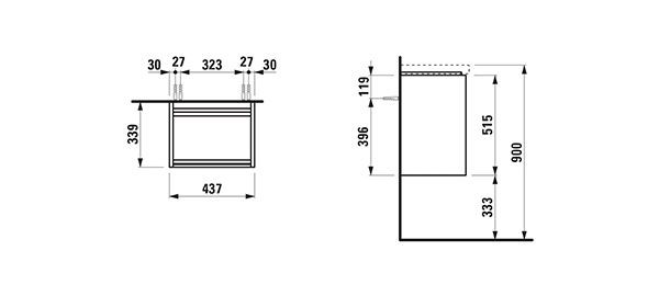 Mobili Bagno Piccoli Laufen LANI Cerniere sx 1 anta per Lua 339x437x515 mm Bianco Opaco