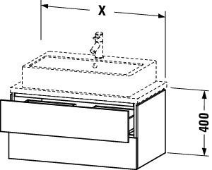 Mobile Per Lavabo Da Appoggio Duravit L-Cube Compatto, 2 cassetti, senza piano di appoggio 620mm Grigio cemento opaco LC580500707