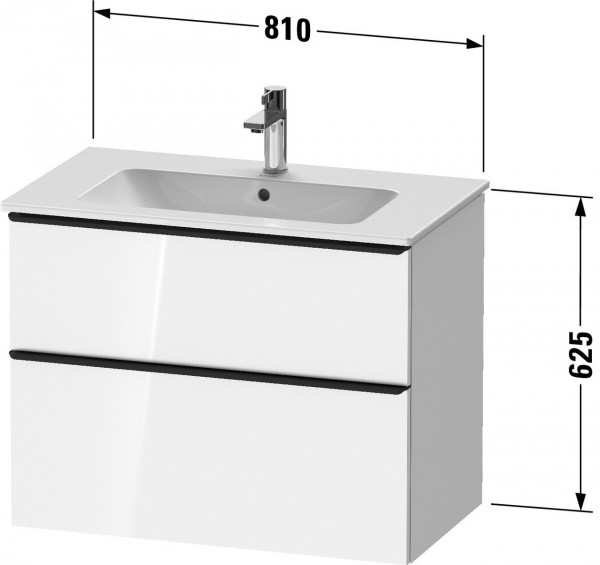 Mobile Per Lavabo Da Incasso Duravit D-Neo 2 cassetti, maniglie in acciaio inox per Lav. ME 810mm Rovere nero opaco DE4362070160000