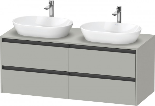 Mobile Con Doppio Lavabo Duravit Ketho.2 4 cassetti, maniglie antracite 1400x568mm Grigio cemento opaco K24898B07070000