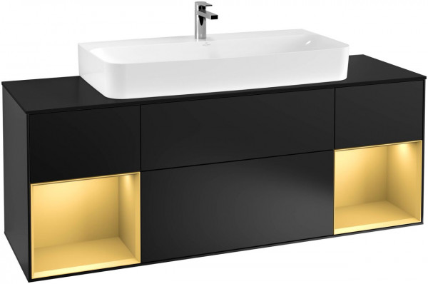 Villeroy e Boch Finion Mobile sotto lavabo 1600 x 603 x 501 mm (F212G) Black Matt Lacquer | Gold Matt Lacquer