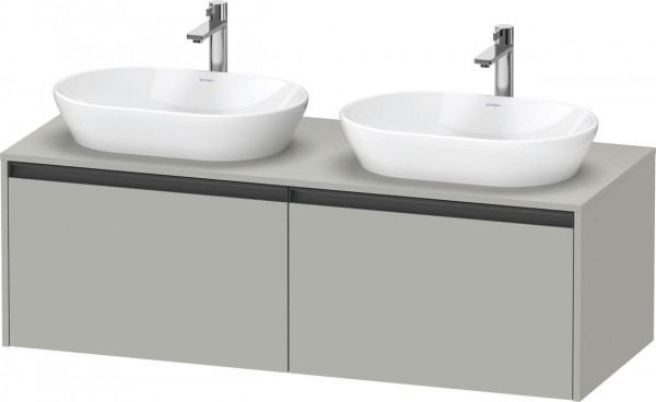 Mobile Con Doppio Lavabo Duravit Ketho.2 2 cassetti, maniglie antracite 1400x459mm Grigio cemento opaco K24888B07070000