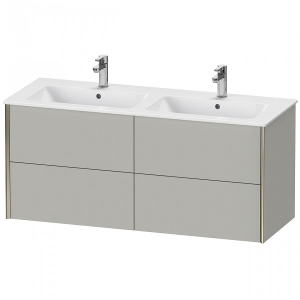 Mobile Con Doppio Lavabo Duravit XViu sospeso 4 cassetti, per lavabo ME 1280mm Grigio cemento opaco/Champagne XV41290B107