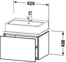 Mobile Per Lavabo Da Appoggio Duravit L-Cube Compact, 1 cassetto 620mm Grigio cemento opaco LC580000707