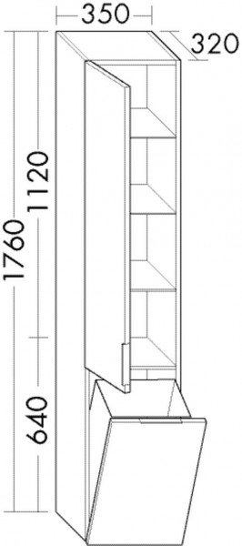 Colonna Bagno Burgbad Eqio 1 porta, 1 scivolo per la biancheria 1760x350mm Personalizzabile HSRF035-PN258