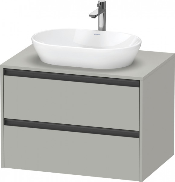 Mobile Per Lavabo Da Appoggio Duravit Ketho.2 2 cassetti, maniglie antracite 800x568mm Grigio cemento opaco K24895007070000