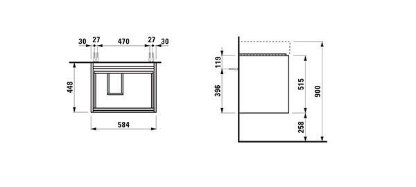 Mobili Bagno Piccoli Laufen LANI Lavabo a sinistra per Kartell 448x584x515mm Bianco Opaco