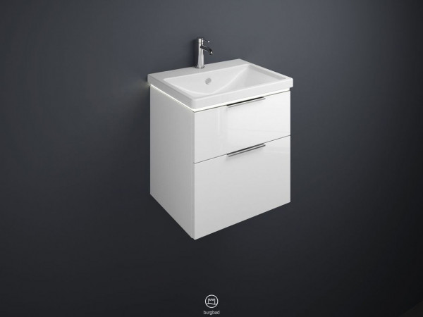 Bagno Completo Burgbad Eqio Lavabo a 1 foro, mobile illuminato a 2 cassetti 630x665mm Personalizzabile SEZA063-PN258