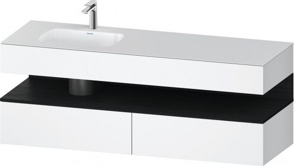 Bagno Completo Duravit Qatego Lavabo sinistro 1 foro, 2 cassetti, 1 nicchia 1600mm Rovere nero opaco/Bianco Opaco QA4795016180000