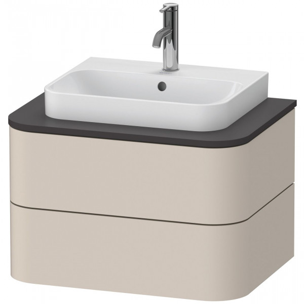 Mobile Per Lavabo Da Appoggio Duravit Happy D.2 Plus 2 cassetti 650mm Tappetino Taupe Super HP496008383