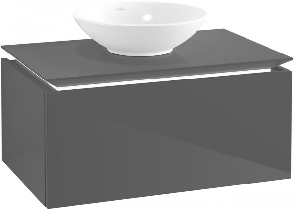 Mobile Sottolavabo Villeroy e Boch Legato 1 Cassetti Illuminazione 800x380x500mm Grigio Lucido