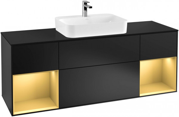 Villeroy e Boch Finion Mobile sotto lavabo 1600 x 603 x 501 mm (F452G) Black Matt Lacquer | Gold Matt Lacquer