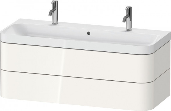 Bagno Completo Duravit Happy D.2 Plus Lavabo doppio, vasca a forma di C 2 tiroirs 1175mm Bianco lucido HP4379O22220000