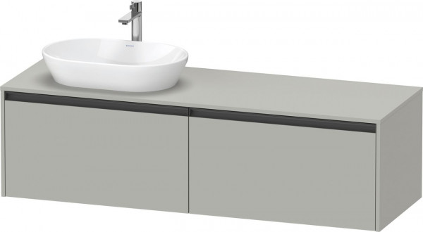 Mobile Per Lavabo Da Appoggio Duravit Ketho.2 2 cassetti, maniglie antracite, lavabo a sinistra 1600x459mm Grigio cemento opaco K24889L07070000