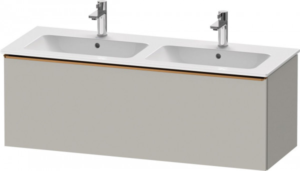 Mobile Con Doppio Lavabo Duravit D-Neo cassetto, maniglia in bronzo 1280mm Grigio cemento opaco DE4265004070000