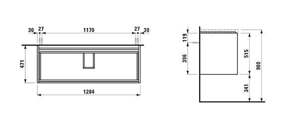 Mobile Per Lavabo Da Incasso Laufen LANI per Piazza Vivente 471x1284x515mm Bianco Opaco