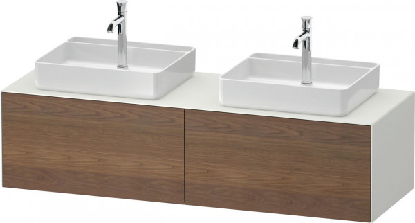 Mobile Con Doppio Lavabo Duravit White Tulip 2 cassetti illuminati 1600x408mm American walnut massive/White silk matt WT4865B77360010