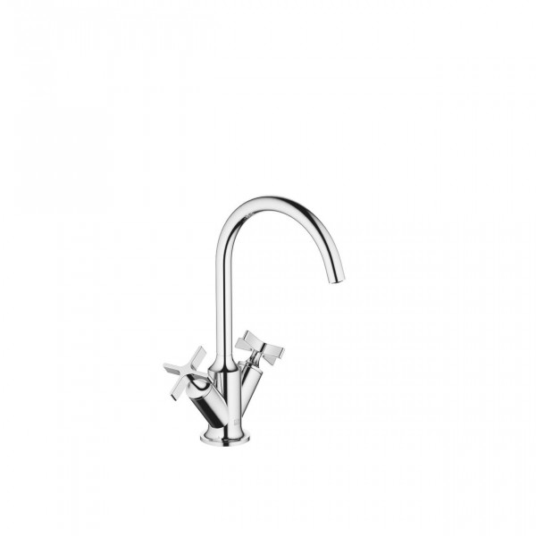 Rubinetto Per Lavabo Indipendente Dornbracht VAIA monoforo, maniglie a croce, raccordo per rifiuti 307mm Cromo 22513809-00