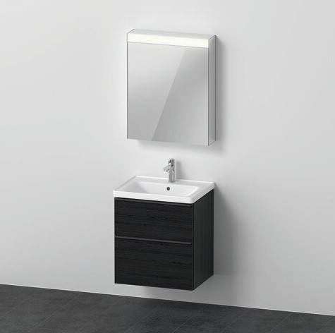 Bagno Completo Duravit D-Neo Mobiletto, mobile a specchio, cerniera a sinistra 600x2000x480mm Quercia nera DE0145L16160000