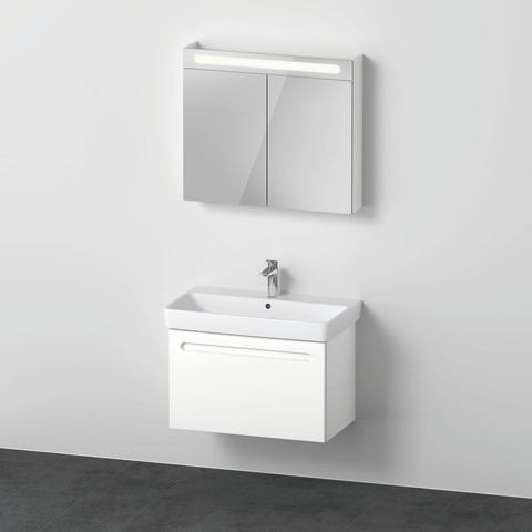 Bagno Completo Duravit No.1 Mobiletto a 2 ante, lavabo, specchio 800mm, 800mm Bianco Opaco
