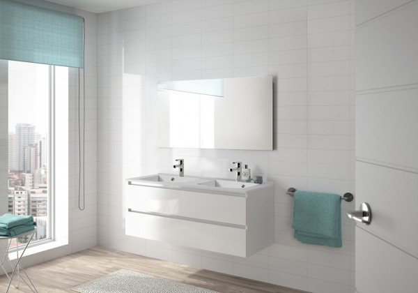 Mobile Con Doppio Lavabo Allibert ALMA 2 cassetti 1200mm Bianco Lucido